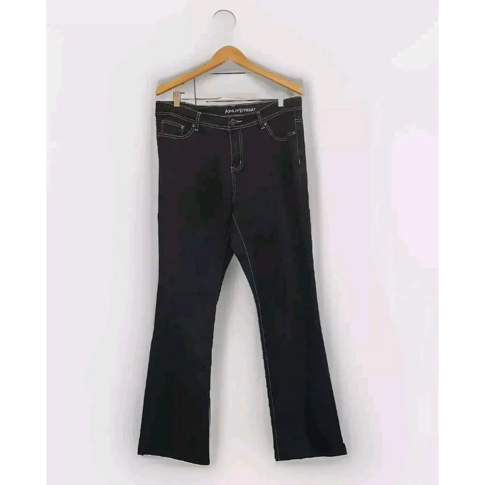 ASHLEY STEWART Denim Jeans Women's Size 14 Dark Blue Wash Citycore Dark Academia - Picture 1 of 16